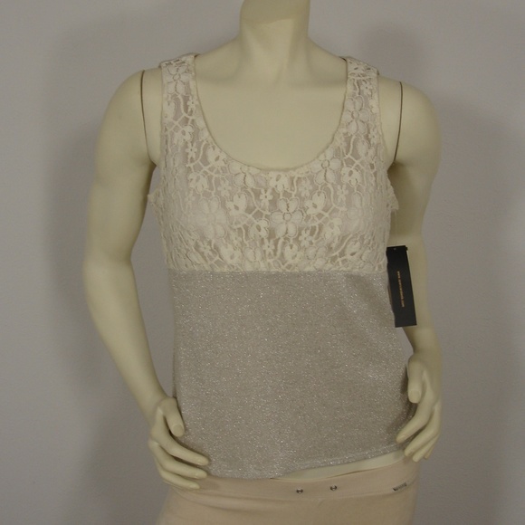 NWT SPENCER ALEXIS LACE METALLIC TANK TOP S - Picture 1 of 7